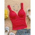 thumbnail image 1 of Top De Mujer Con Tirantes Torcidos Y Lunares Blancos Sobre Rojo, 1 of 30