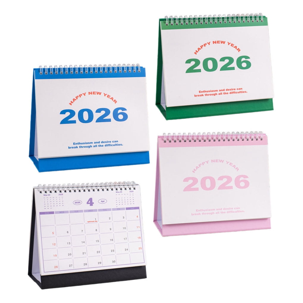 ELAYARD 4-Piece 2026 English Desk Calendar Set with Standing Design and Monthly Habit Tracker for Home & Office Use