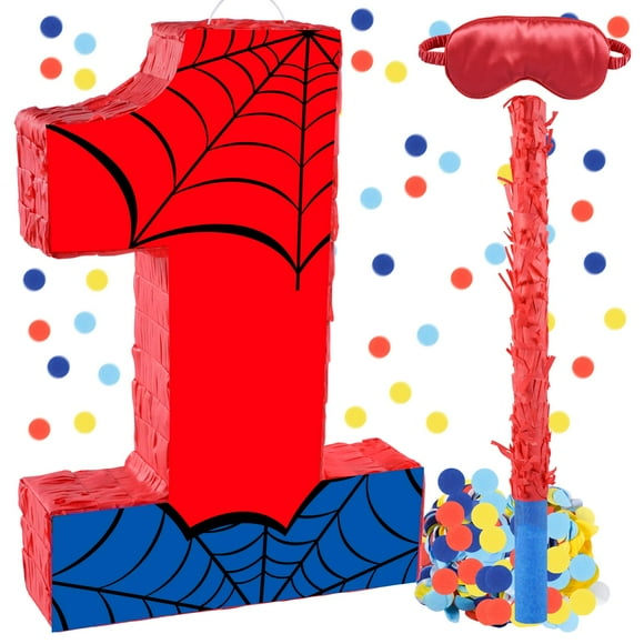 Piñata RUISUER Spider número 1 de 40 cm con barra y confeti