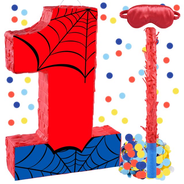 Piñata RUISUER Spider número 1 de 40 cm con barra y confeti