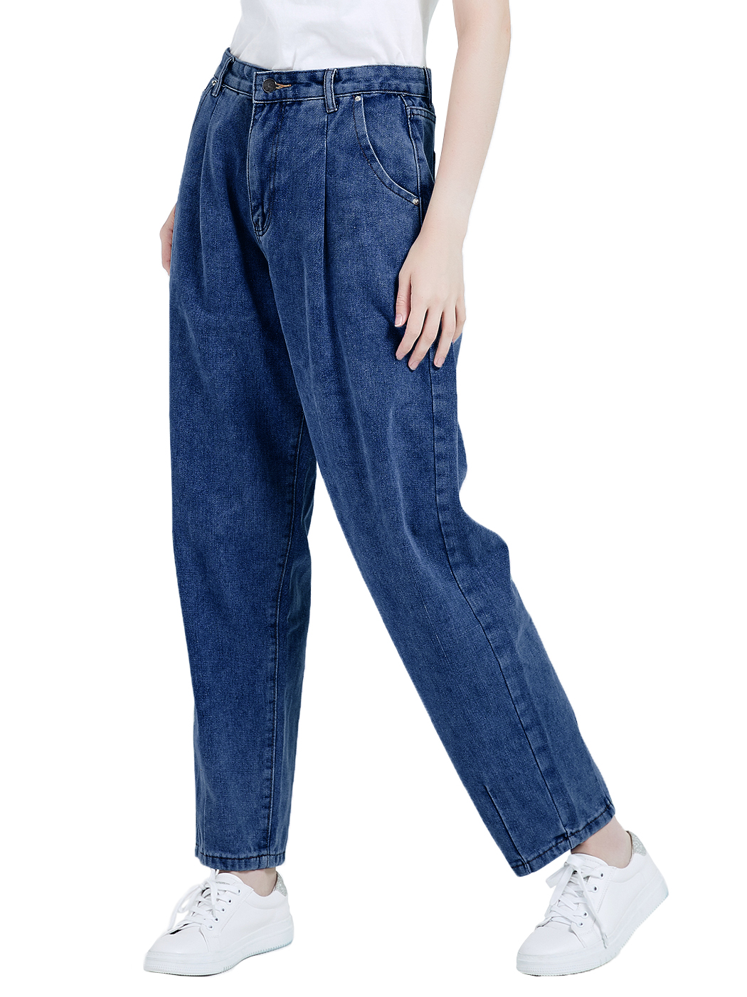 Women's Classic High Waisted Boyfriend Cropped Denim Jeans Loose Harem Pants - image 4 of 7