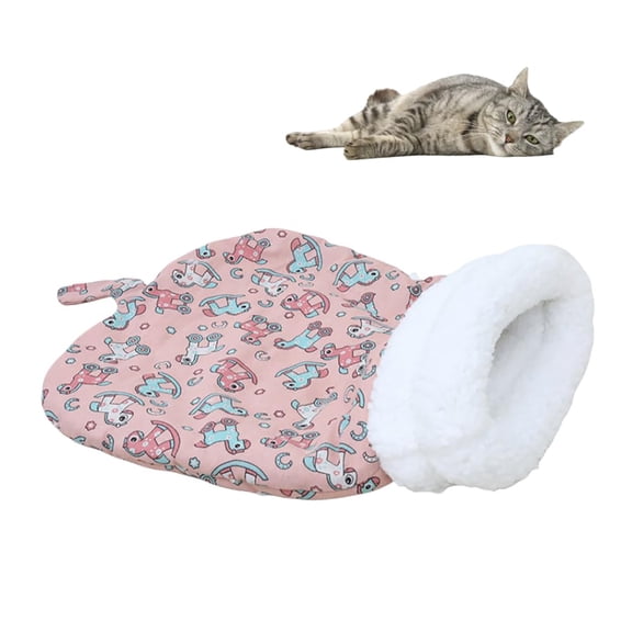 Cat Sleeping Bag for Indoor Cats 2026 Upgraded 360°Wrap Semienclosed Cat Winter Sleeping Bag Soft Cat Cave Plush Large Cat Sack for 6-8kg Cats(19.7x13.8Inch,Pink)