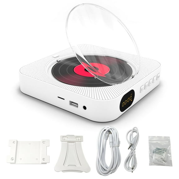 Music Portable CD Player Built In Speaker Stereo CD Players LED Screen Wall Mountable CD Music Player With IR Remote Control Supports CD/BT/FM/TF Card/AUX