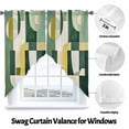 thumbnail image 3 of Abstract Vintage Art Swag Curtain Valance for Windows, Watercolor Green Geometric Theme Window Treatments Short Swag Topper for Kitchen Windows Bathroom Bedroom, 28"x36", 3 of 8