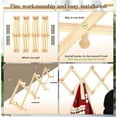 Accordion Style Wood Expandable Rack,Wall Mounted Coat Rack,10 Hook
