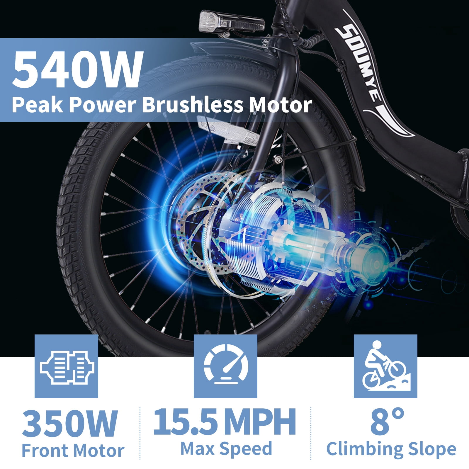 Soumye Electric Tricycle for Adults,20" Folding Electric Trike,3 Wheels Electric Bicycle Bikes, 350W Step-Thru Etrike with 374WH Removable Battery and Large Basket for Women Men