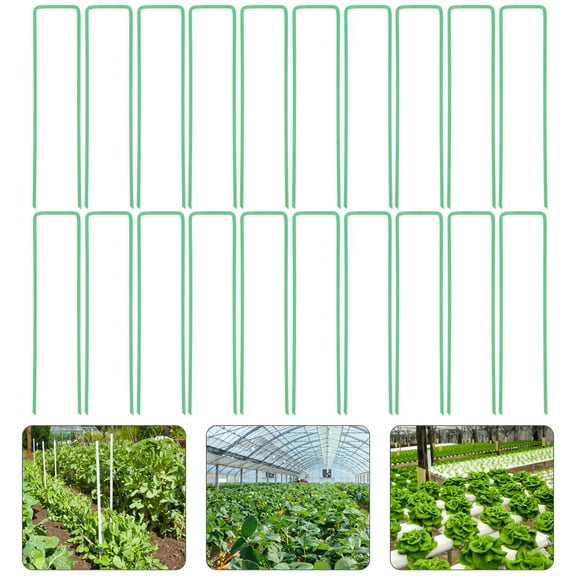 CIMAXIC 20pcs Ground Stakes Green Galvanized Steel Wire Fixing Landscaping Projects