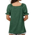 thumbnail image 6 of Vmvidoty Tops for Women Summer Casual Ruffle Trim Sleeve Square Neck T Shirts Army Green XXL, 6 of 8