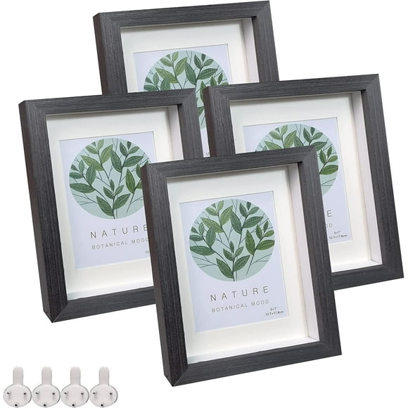 AmPm 8x10 Picture Frame Cadre Photo Frames(2 Pack, dark wood)Made of Solid Wood and Real Glass Display Pictures 8x10 with Mat or 6x8 Without Mat for Wall Or Tabletop, 20.3 x 25.4 cm