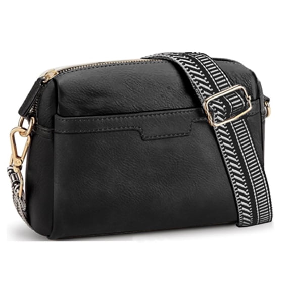 Trendy Crossbody Bags for Women, Small Shoulder Bag Messenger Bag Cross Body Travel Purse Handbag Wallet with Adjustable Strap, PU Leather, Black