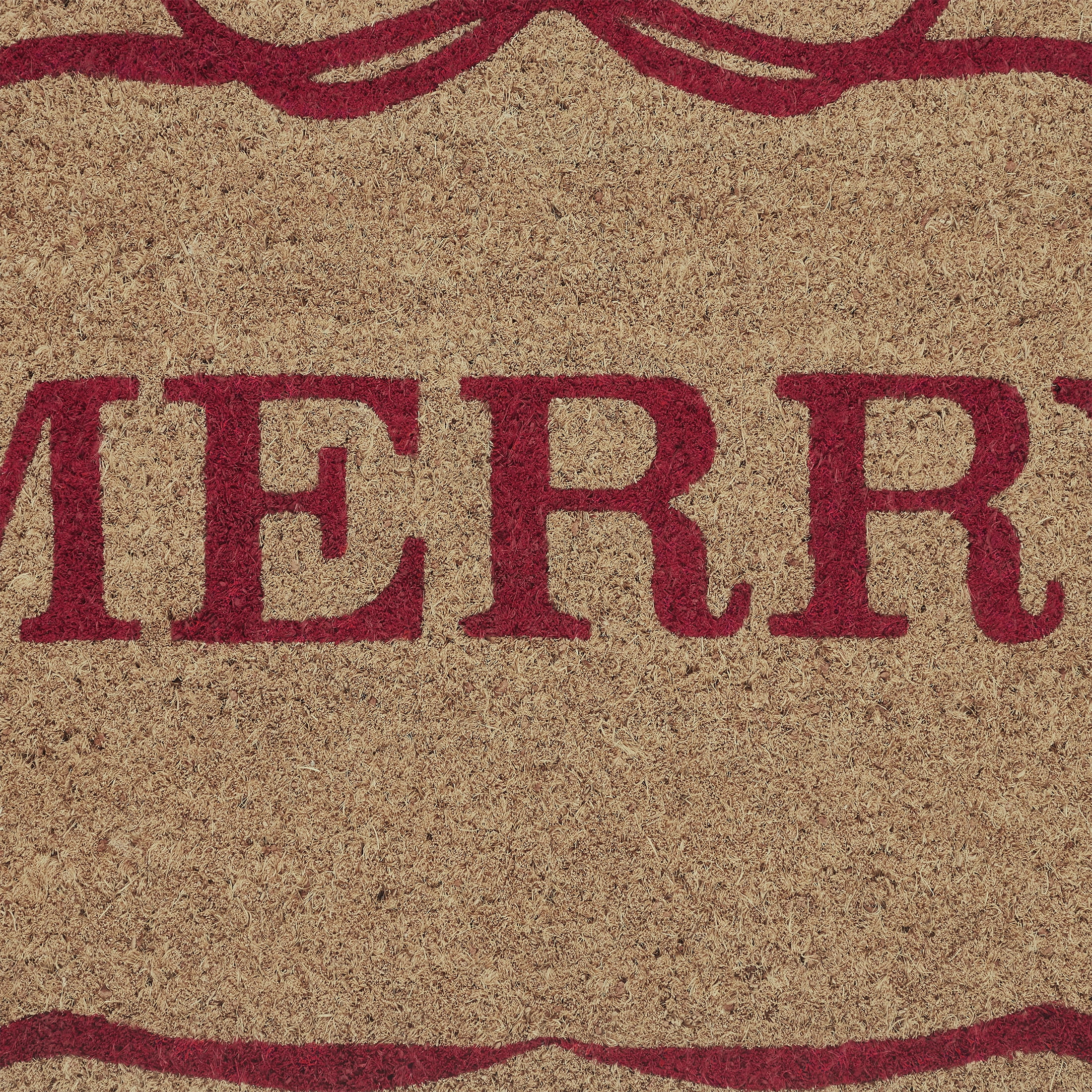 My Texas House Natural/Red Merry Ribbon Outdoor Coir Doormat, 30" x 48"
