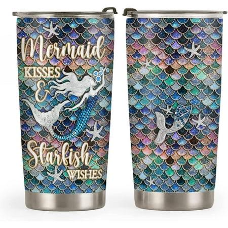 

20oz Mermaid Gifts for Women Mom Daughter Sister Friends Valentines Day Gifts for Her Unique Birthday Gifts Inspirational Gifts Mermaid Tumbler Cup Insulated Travel Coffee Mug with Lid