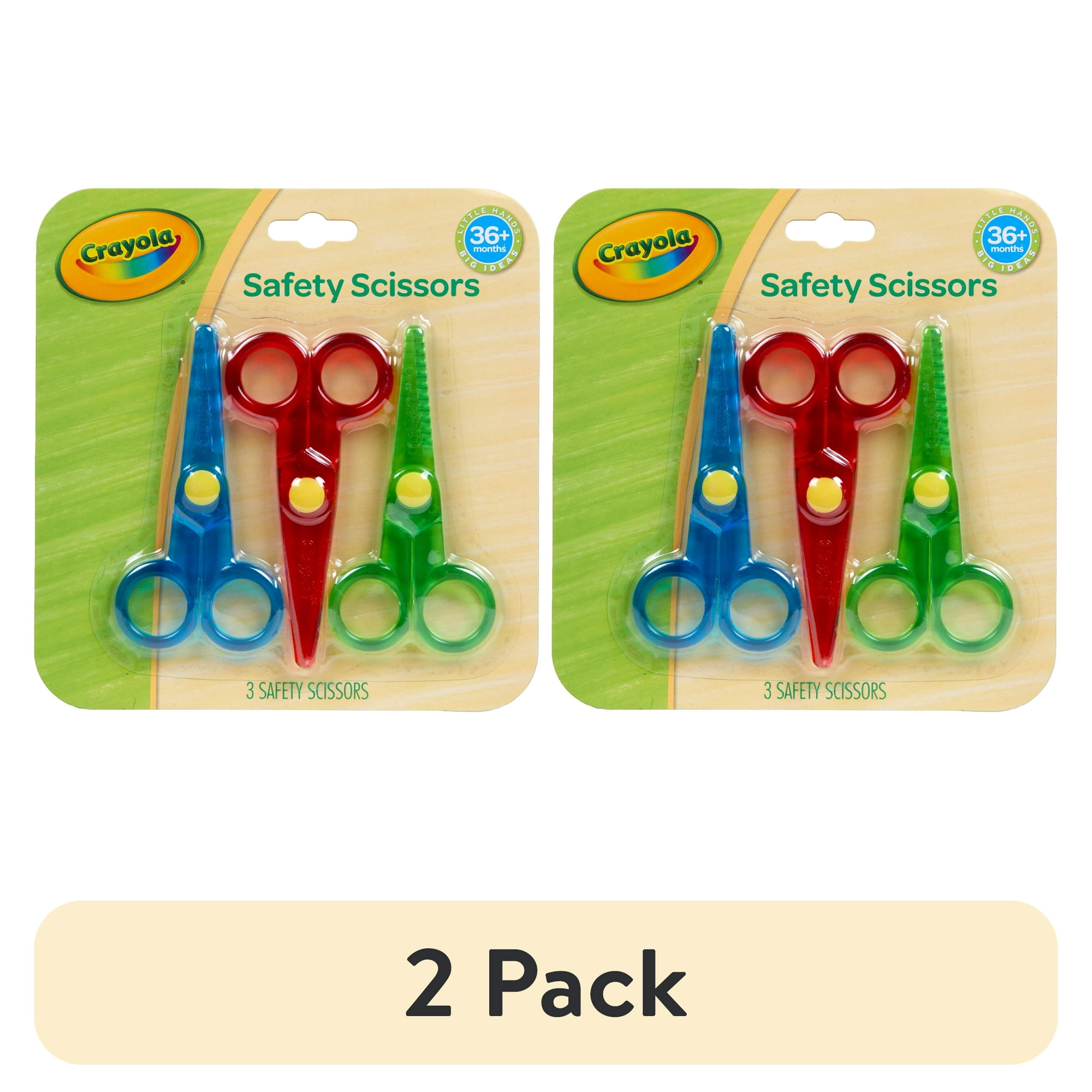(2 pack) Crayola My First Safety Scissors, 3 Ct, Anti Pinch Plastic Scissors for Kids, Toddler Art Supplies, Preschool Arts & Crafts, Ages 3+