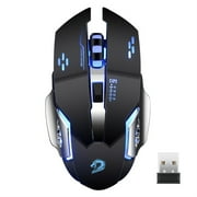 Uiosmuph Wireless Mouse Rechargeable Silent LED Computer Gaming Mouse with USB Receiver