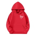 thumbnail image 5 of Mfakffe Girls Hooded Sweatshirt Cute Bow Print Long Sleeve Pullover Hoodie Casual Loose Fit with Front Pocket for Spring Fall, 5 of 5