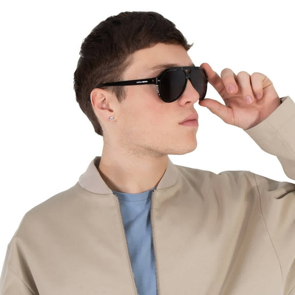 Dolce & Gabbana DG 4452 Plastic Unisex Aviator Sunglasses Black on Grey Havana 60mm Adult