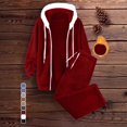 thumbnail image 3 of Aihuaihua Womens 2 Piece Fleece Outfits Long Sleeve Zip Up Hoodie Jacket and Drawstring Wide Leg Pants Winter Comfy Clothes Set Red, 3 of 5