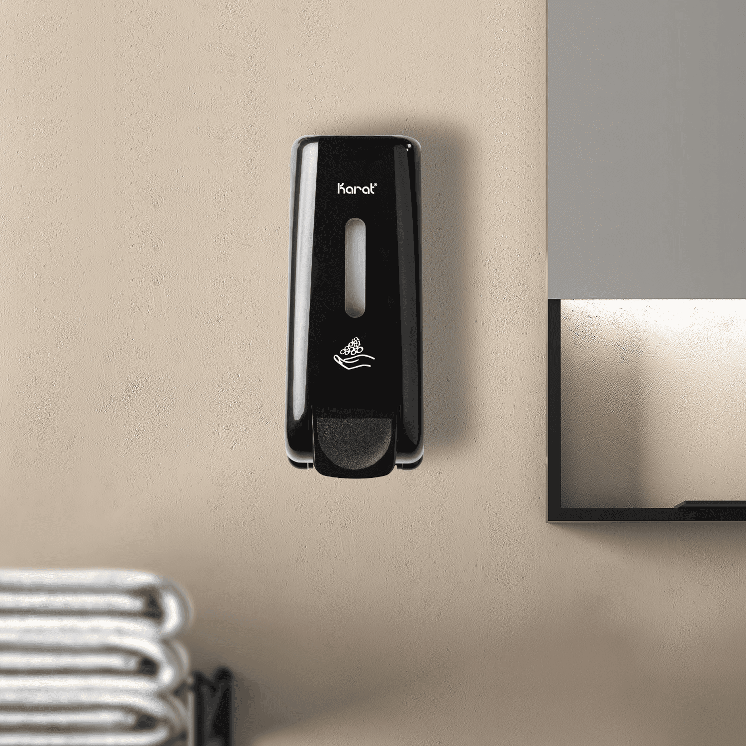 Karat 13.5oz Foaming Hand Soap Dispenser, Stand/Wall Mount, Black - 1 unit