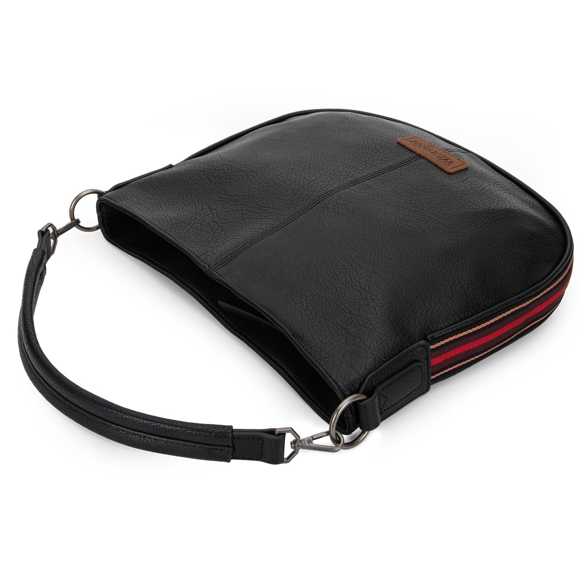 Wrangler Hobo Bags Large Crossbody Bags for Women Shoulder Purses with Striped Cotton Straps, Black