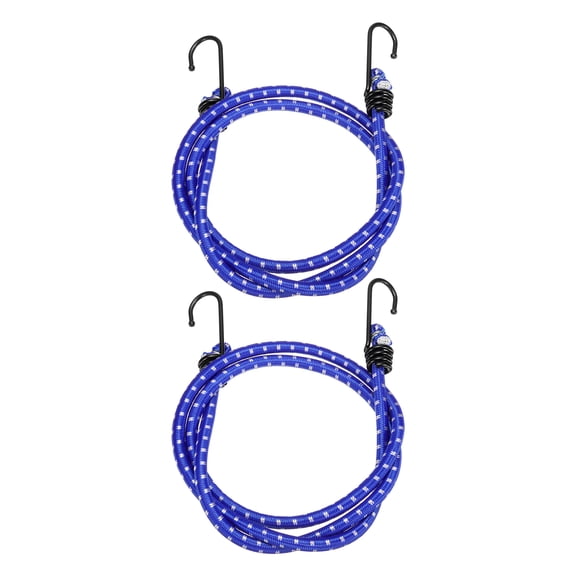 Uxcell 2Pcs Bungee Cord with Hooks 47" Rubber Bungee Cords for Outdoor Camping Straps, Blue