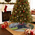 thumbnail image 2 of Train Railway Christmas Tree Skirt 36 Inches, Countryside Cabin Trees Farmhouse Rustic Xmas Trees Skirt Mat Cover Decorations for Holiday Party Indoor Outdoor, 2 of 9