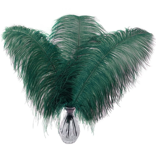 Plumas de Avestruz Larryhot Verdes de 16-18" Paquete de 10 para Manualidades y Decoración