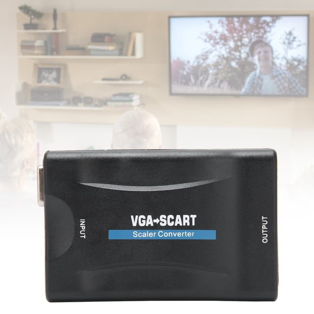 VGA To SCART Converter, Video Adapter HD Video Converter Free Driver With Charging Cable For Home For Office Black