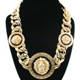 thumbnail image 5 of Cabeza de león de oro cadena de oro cabeza babero collar colgante león gargantilla joyería, 5 of 5