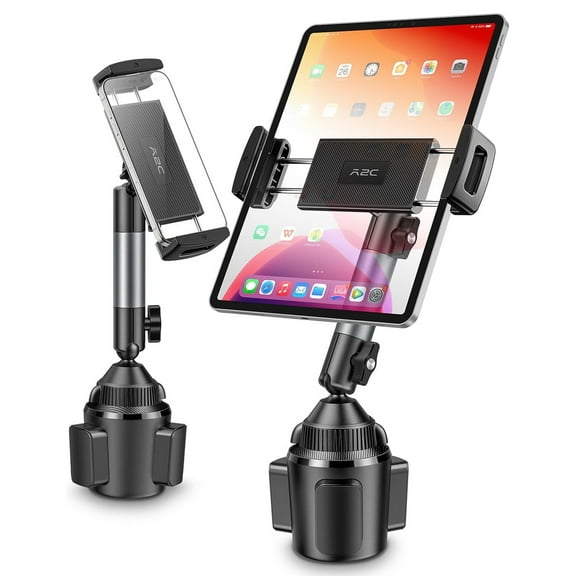 A2C Car Cup iPad Holder for 4.7-13" Cell Phones & Tablets, Heavy-Duty Adjustable Aluminum Truck Mount, Black