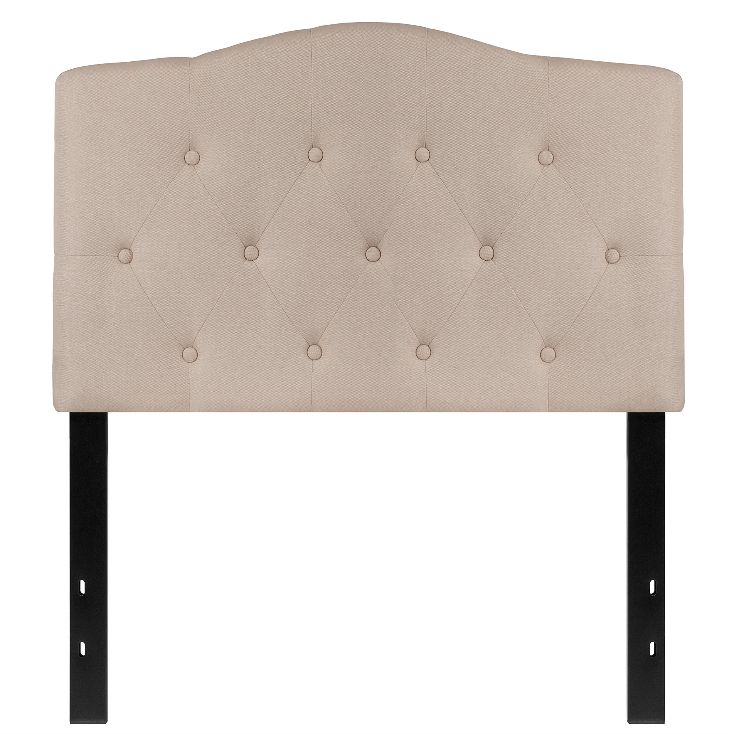 Pemberly Row Contemporary Tufted Twin Panel Headboard in Beige