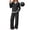 Black, variant on UVN Fall 2 Peice outfit set for Women Color Block Tops and Wide Leg Pants Ladies Sweatsuit Casual Matching Set