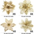 thumbnail image 2 of 24PCS Christmas Poinsettia with Clips Glitter Artificial Flower Winter Party Supplies for Xmas Tree Ornament Wedding Birthday Wreath Decoration, 2 of 7