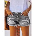 thumbnail image 4 of LYMAYTER Women's Jean Shorts for S-2XLRipped Denim Shorts Stretchy Cowboy Shorts High Waisted Denim Shorts, 4 of 7