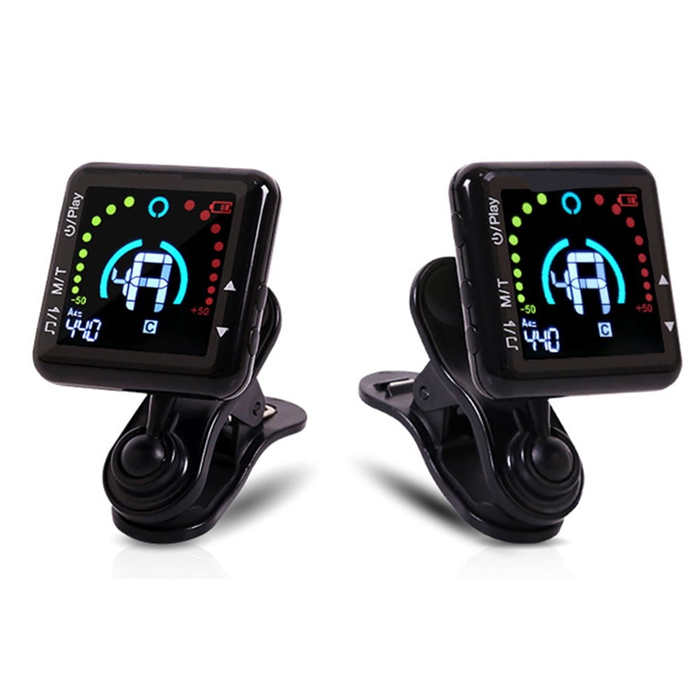 Clip On Guitar Tuner LED Color Display Guitar Metronome Tuner Rechargeable for Violin Bass Guitar Ukulele Banjo(MT90R)並行輸入 : Guitar Tuner Rechargeable, Clip On Tuner with LCD