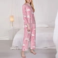 thumbnail image 4 of Kll Pink Flamingos And Flowers Print Women'S Long Sleeve Pajamas With Pants Sleepwear Loungewear 2 Set-Small, 4 of 9