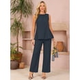 thumbnail image 4 of DARING DIVA Women's 2 Piece Outfits Sleeveless Tank Top Wide Leg Pants Set S Dark Blue, 4 of 8