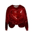 thumbnail image 5 of Vintage Tees for Women 2025 Cute Heart Print Long Sleeve Tunic Tops Casual Round Neck Long Sleeve Printed T-Shirt Top Dressy Casual Loose Blouses, 5 of 7