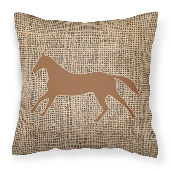 Carolines Treasures BB1003-BL-BN-PW1818 Horse Burlap and Brown   Canvas Fabric Decorative Pillow BB1003 18H x18W