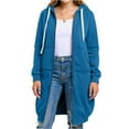 thumbnail image 2 of Women Plus Size Zip Up Hoodies Long Sleeve Tunic Sweatshirt Long Fleece Hoodie Jacket with Pockets Blue 5XL, 2 of 4