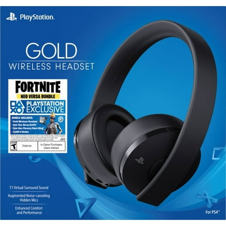 Sony Playstation 4 Fortnite Gold Wireless Headset Bundle, Jet Black