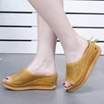 thumbnail image 2 of asdoklhq Slip On Shoes for Women,Women's Wedges Slippers Heeled Shoes Hollow Casual Fish Mouth Slippers, 2 of 6