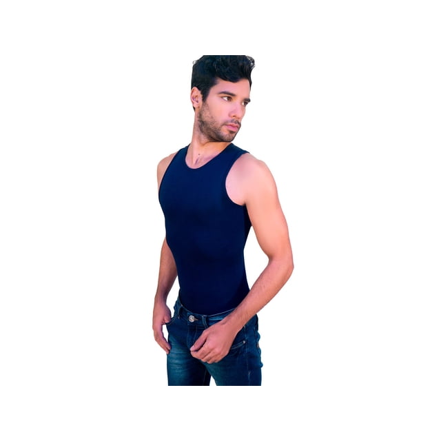 Camiseta seamless I Love Shape cuello redondo sin manga azul M 4004