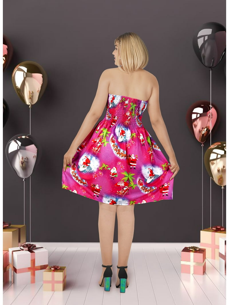 HAPPY BAY Women's Casual Beach A line Slit Smocked Mini Dress Tube Top  Evening Short Strapless Christmas Tree Outfits for Women L-XL Fuscia,  Floral - Walmart.com
