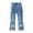czb# Dark Blue206, variant on Girls Baby Toddler Stylish Flared Denim Pants Embroidered Jeans Elastic Ruffle Waist Raw Fringe Hem Washed Casual Bottoms Relax Fit Fashionable Summer Trousers,Navy,2-3 Years