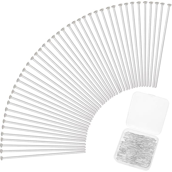 400pcs Flat Head Pins 35mm(1.3 inch) 304 Stainless Steel Jewelry Making Pins Craft Headpin 22 Guage Bendable Pins