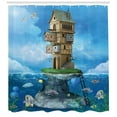 thumbnail image 3 of Ambesonne Cartoon Shower Curtain, Fantasy Fisherman House, 69"Wx84"L, Blue Brown Green, 3 of 3