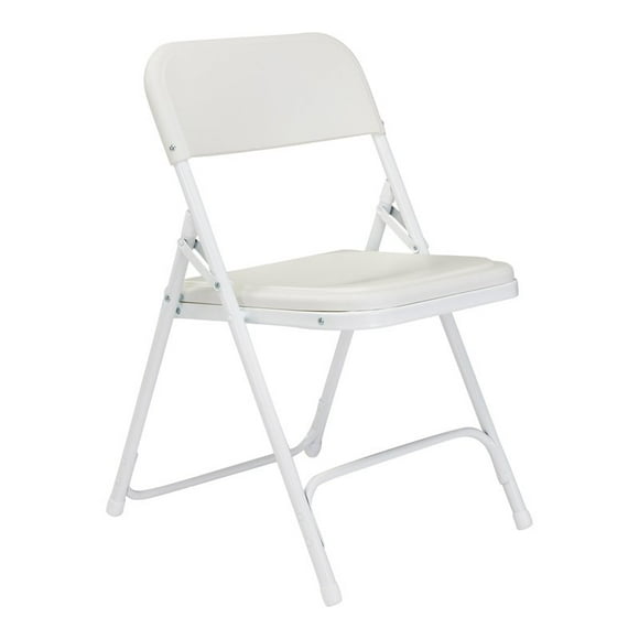 NPS 800 Series 29.75" Premium Plastic Folding Chair in Bright White (Set of 4)