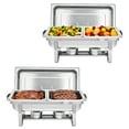 thumbnail image 1 of 8QT Chafing Dish Set 2/4/6 Pack Stainless Steel, Double Compartment Rectangular Food Warmer with Pans, Portable Buffet Server for Catering Weddings Parties, 1 of 8