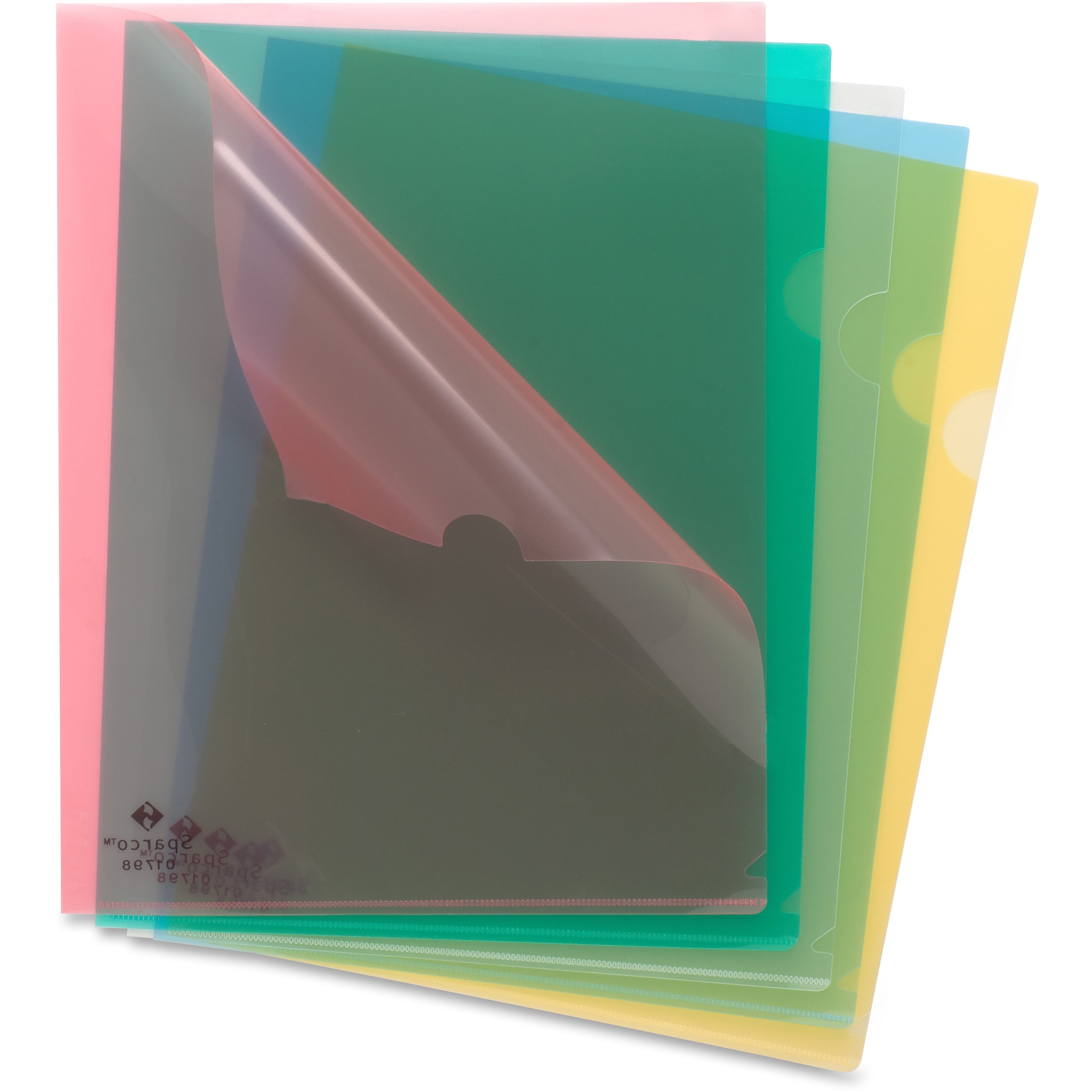 Sparco, SPR01798, Transparent Poly File Holders, 5 / Pack, Assorted