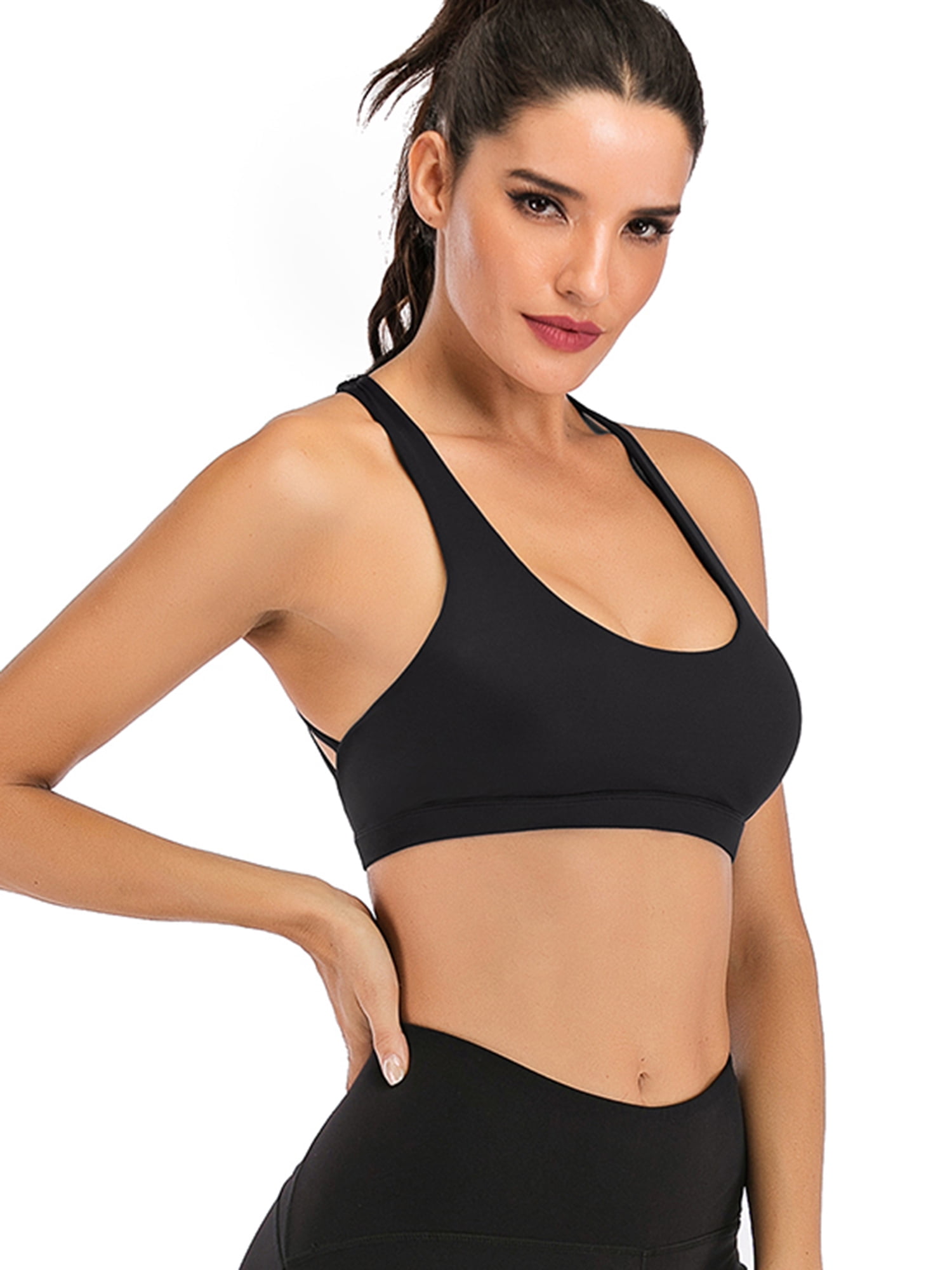 SAYFUT Women's Strappy Sports Bra Sexy Crisscross Back Medium Support